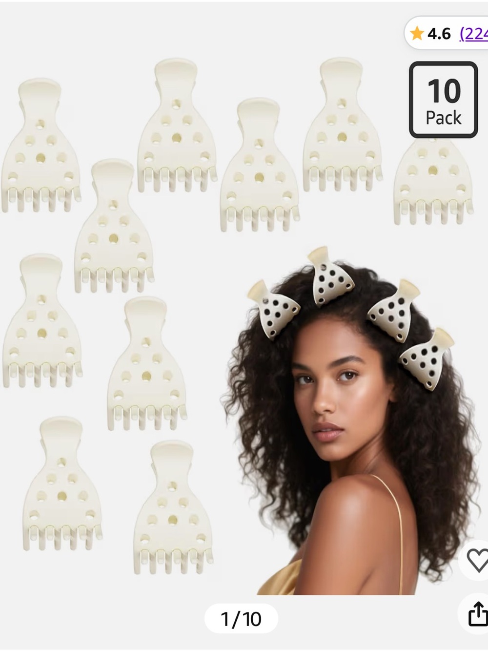 Set of 10 Cream Hair Claw Clips for Women